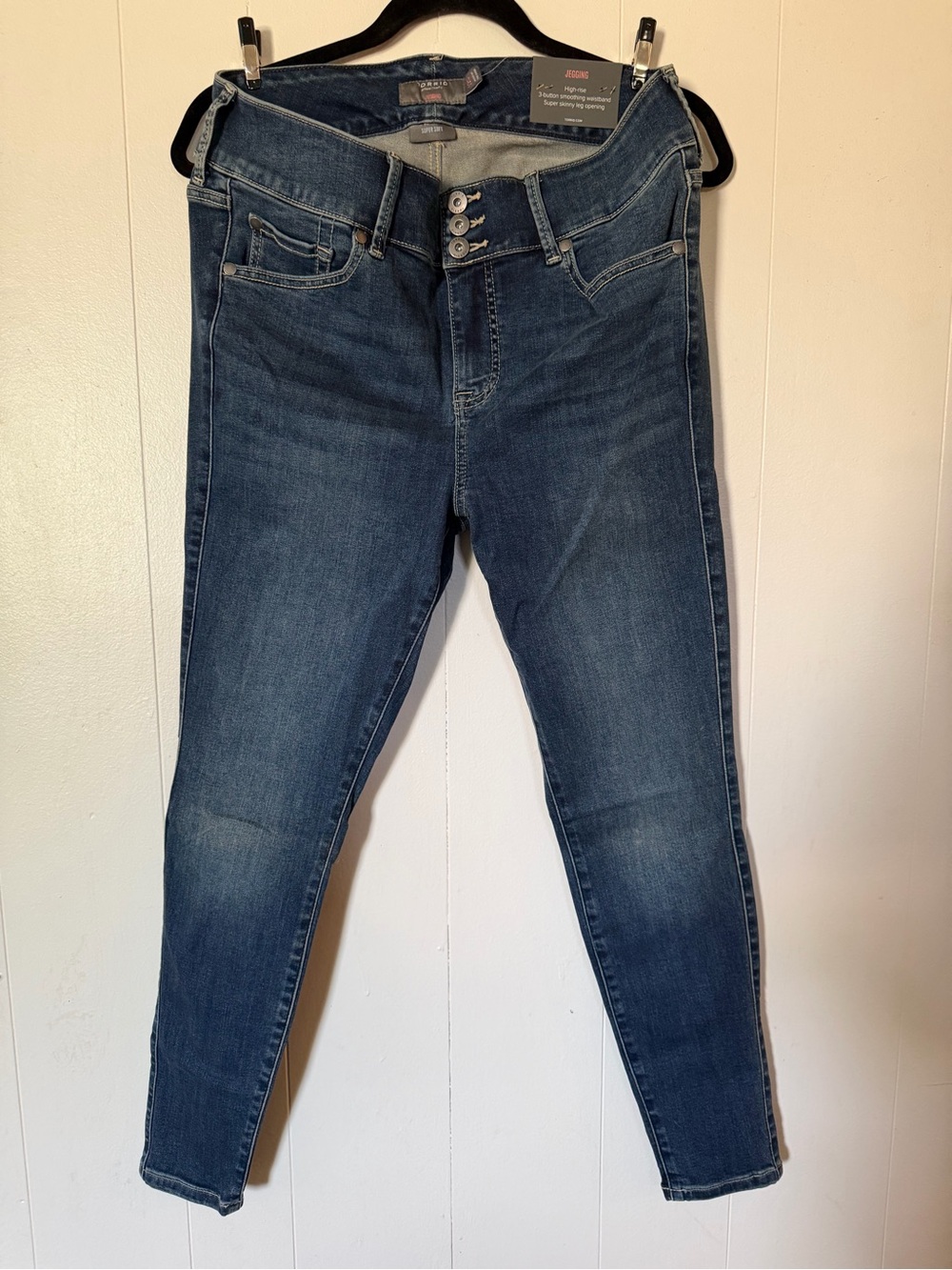 torrid Dark Blue High-Rise Skinny Jeans with Triple-Button Waist